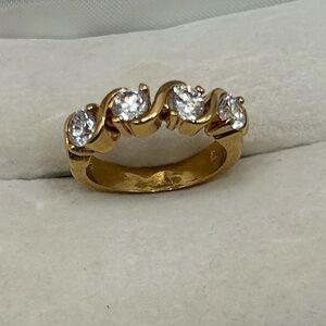 Vintage 14k Gold Ring SZ 4.5 CZ 1ct. Stones